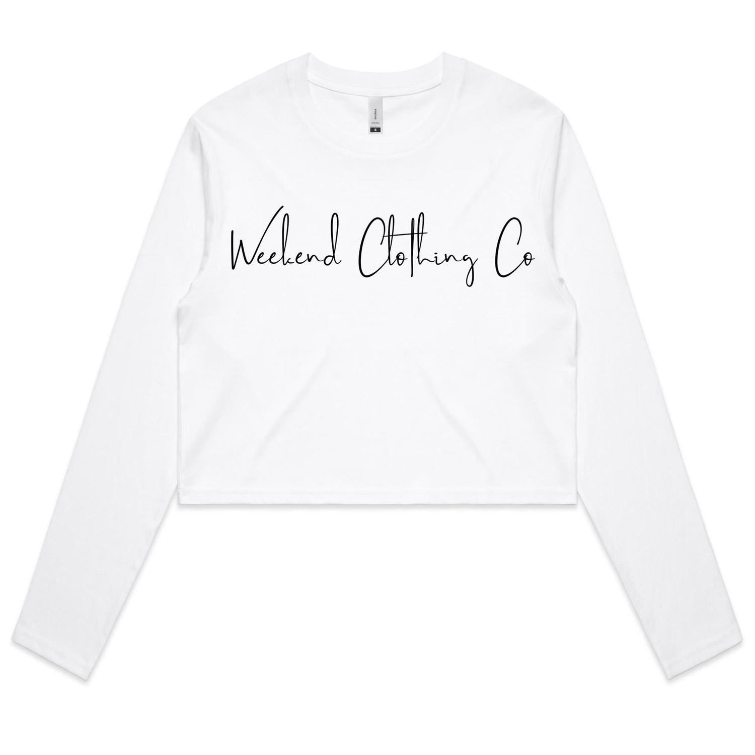 Woman's Signature Long Sleeve Crop Tee - White - Weekend Clothing Co.